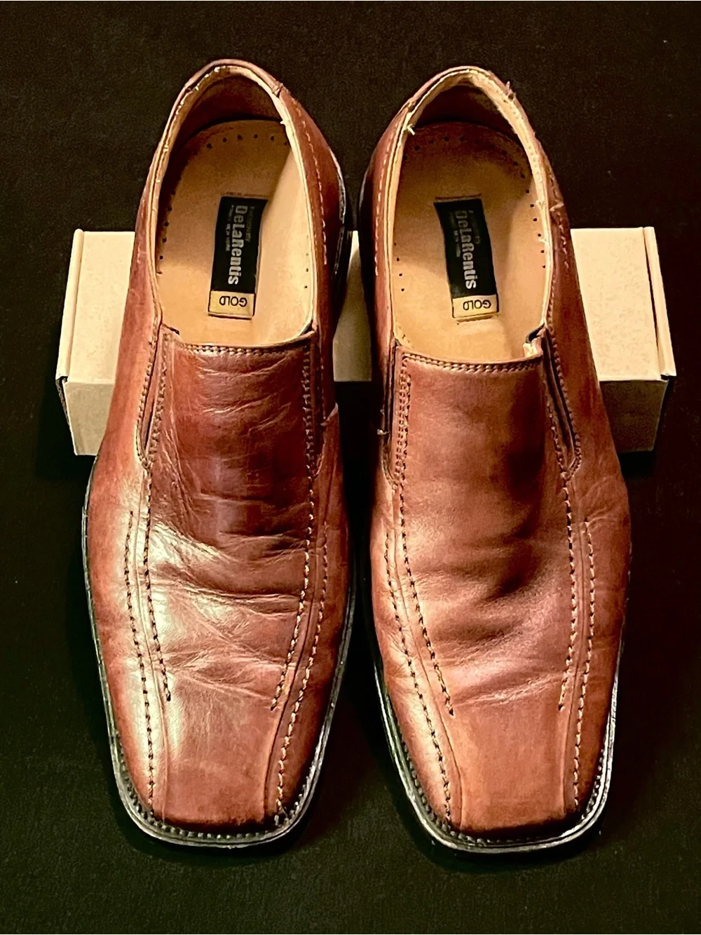 10M Oscar de la Renta Men’s Leather Slip-On Loafers - Chestnut Brown